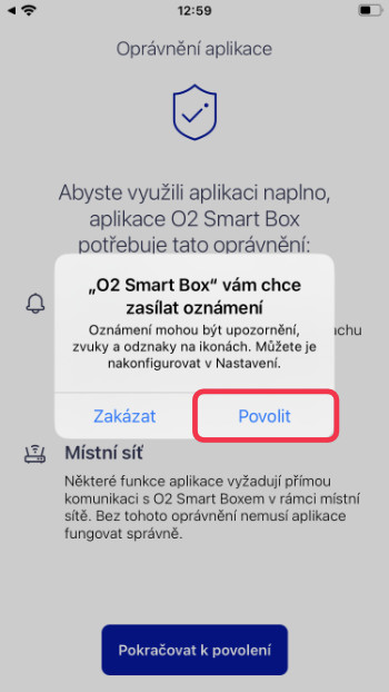 Povolení oprávnění aplikace